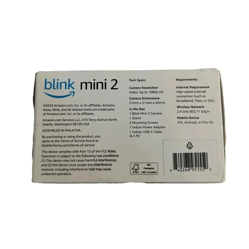 NEW Blink Mini 2 Indoor and Outdoor Plug-in smart security camera HD night